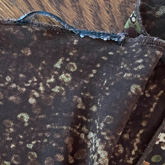 Cute Vintage (90s) Empire-Waist Short-Sleeve Brown Paysley-ish Dress - 8-10-S/M - Picture 5 of 7